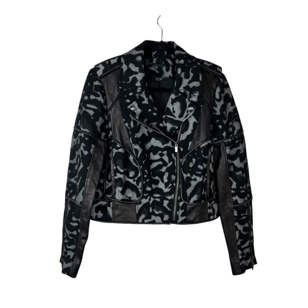 Diane Von Furstenberg Theodora Leopard Moto Leather Jacket